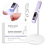 Saviland U V Lampe für Gelnägel: 10S Flash Cure Mini Nagel Licht mit Stand Portable LED Nail Lampe Nageltrockner Akku Wiederaufladbare Gel X Lampe Home DIY Maniküre Lila