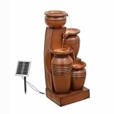 Teamson Home Solar Kaskadenbrunnen 4 Stufen Terrakotta für Garten