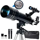 Teleskop Astronomie, 70 mm Öffnung Professionelles Astronomie Refraktor Teleskop für Kinder und Anfänger und Amateur, Einfach zu Montieren Tragbares Teleskop, Festival Geschenk für Kinder