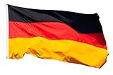 Aricona Deutschland Flagge 60x90 cm- Deutschlandfahne mit Messing-Ösen - Wetterfeste Fahne für Fahnenmast - 100% Polyester