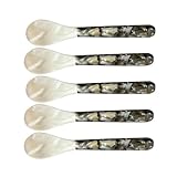 Kaviarlöffel mit runden Griffen, 5 Stück Perlmuttlöffel, Kaviarlöffel, Kaviarlöffel, Muschellöffel, glänzender und eleganter Kaviarlöffel, dekorativer Kaviarlöffel