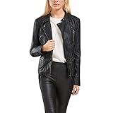 ONLY Damen Onlfreya Faux Leather Biker Otw Noos, Schwarz, 38