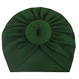 Set mit Mütze und Fäustlingen, aus solider Baumwolle, geknotet, elastisch, Turban-Mütze, armee-grün, Einheitsgröße
