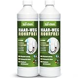 bio-chem Haar-Weg Abflussfrei – Abflussreiniger EXTRA STARK – 2x 1000 ML - Bis zu 20 Anwendungen je Flasche Rohrreiniger – Extrem effektiver Abflussöffner & materialschonend - Made in DE