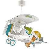 Dalber Lampe kinderzimmer, kinderlampe Pendelleuchte Hängelampe, Deckenleuchte Kinder, Deckenlampe kinderzimmer Flugzeug Krokodil Tiere, Deckenlampe Kinderzimmer, 54542, E27 15W LED