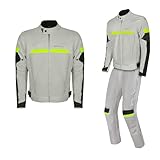 ASPIDEX Herren Motorradanzug Motorradanzüge Jacke und Reithose, grau, XL