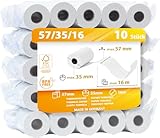 HILLTOM - Thermorollen 57mm X 35mm X 16mt - Kassenrollen 57mm Thermo Bonrollen 57X35X16 - Thermo EC Rollen Thermopapier Kassenrollen - 57mm Thermo Thermorollen - Thermopapier (10 STÜCK)