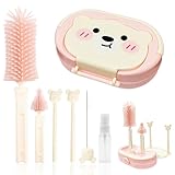 ZOCONE Flaschenbürste Baby Silikonbürste Babyflasche 6 in 1 Babyflaschen Bürste mit Silikon Flaschenbürste Nippelbürste Strohhalm Reinigungsbürste Flaschenhalter, Reinigungsbürste für Babyflaschen