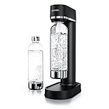 Arendo - Wassersprudler 850 ml – inkl. 2X 850 ml Wasserflaschen, BPA-frei – Sprudler fein dosierbar – kompatibel mit 60 l CO2 Zylindern - schwarz