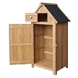Wiltec Gartenhaus schmal aus Fichtenholz mit Bitumendach 770x540x1370mm für Garten, Terrasse & Balkon Gerätehaus Geräteschuppen Holzhaus Werkzeugschrank