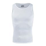 GSXLZ Base Layer Herren Fahrrad Radunterhemd Quick Dry Unterwäsche Radfahren Ärmelloses Trikot Hohe Elastici Mountain Bike Rennrad Trikots(White,L)