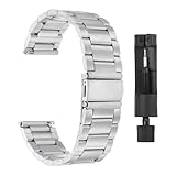 QUARKZMAN Edelstahl Uhrenarmbänder 20mm Metall Schnellverschluss Uhrenarmband Solid Stahlkette Streifen Uhrenarmband Ersatz mit Adapter für Smartwatch Herren Damen, Silber