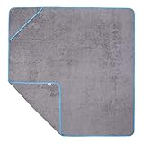 Sowel® Kapuzenhandtuch, 100% Bio-Baumwolle, Badetuch mit Kapuze für Erwachsene, Kinder und Babys, Größe 140x140 cm, Grau/Blau