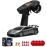 YONCHER RC Drift Auto Ferngesteuertes mit Gyro, Profi 1:43 Mini RC Drift Car Vollproportional, 4WD RC Auto mit Blinkleuchte, 100M Kontrollabstand, für Erwachsene und Kinder, Grau