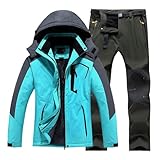 Skianzug Herren 2 Teilig Set - Schneeanzug Herren Zweiteilig Skijacke Skihose Set Skianzug Atmungsaktiv Winddichte Schneehose Schneejacke Mit Abnehmbare Kapuzen Zum Skifahren Snowboarden Skisuit
