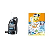 Siemens Staubsauger mit Beutel Q5.0 Extreme silencePower VSQ5X1230, Bodenstaubsauger, 850 W, schwarz & Swirl S 73 MicroPor® Plus Staubsaugerbeutel, 4 Stück inkl. Filter