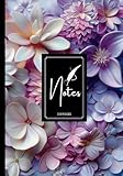 3D Flower Motif Notebook: (Matte Cover, Lined Purple Interior, 110 Pages, 7x10)