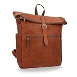 Gusti Rucksack Leder Milo Vintage Leder Rucksack Herren Damen mit Laptopfach wasserdicht Handgepäck 15 Zoll Organizer AirTag-Fach robust business Schulrucksack