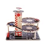 Parkhaus Spielset aus Holz von Hape | Autogarage auf DREI Ebenen mit Autos und Hubschrauber
