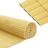 Froadp 90 x 600 cm PVC Sichtschutzmatte Sichtschutzzaun Imitat Bambus mit Kabelbindern und W-Förmige Verstärkten Lamellen Wetterfest Balkon Sichtschutz Outdoor Gartensichtschutz Zaun (Bambus)
