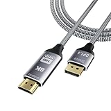 XAGMODSHN Hochauflösendes DisplayPort-auf-HDMI-kompatibles Kabel, 8K @ 30Hz Videoausgang mit Dynamik für Monitore