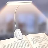 Glocusent Leselampe Buch Klemme 26 LEDs, Buchlampe mit 5 Farbtemperatur & Stufenlose Helligkeit, 1200mAh Akku für 90 Stunden USB-C Aufladbares Leselicht, 360° Flexibel für Nachtlesen ins Bett (Weiß)