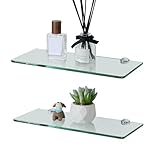 SAYAYO Glasregal Badezimmer, 2PC Badregal Duschablage Glasablage mit 6MM Dicke Wandregal Glas Badregal 30cm für Badezimmer, Schlafzimmer, Küche, Büro