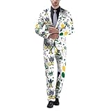 RUMAOZIA Party Anzug Für Herren Zweiteiler mit Prom-Maske Druck Anzugsakko karneval kostüm Crazy Prom faschingskostüme männer Suits Slim Fit Herrenanzug Anzug Jacke Und Anzughosen 2 Teiler Set