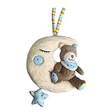 babynova Spieluhr Mond mit Teddy Bär ab 0 Monate, Einschlafhilfe für Babys, Musik Spieluhr mit der Melodie Brahms Wiegenlied - Schlafhilfe zum Aufhängen und Aufziehen – Geschenk zur Geburt