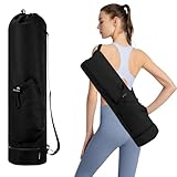 yotutun Yogatasche, Yogamatte Tasche mit Verstellbarem Schultergurt Yoga Tasche Groß mit Nassfach und Flaschentasche wasserdichte Tasche für Yogamatte für Pilates Yogamatten und Yoga Zubehör, Schwarz