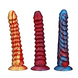 Soarvlorfy Spirale Realistischer Dildo Groß Anal Dildo 21.8cm Silikon Weiche Anal Plug mit Saugnapf Klassische Dildos PenisButt Plug G-Punkt Erotisches Sex Toys für Frauen Männer,Blau