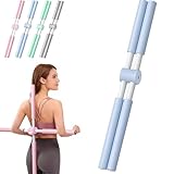 Yoga Stange Haltungskorrektur, Haltungskorrektor & Haltungstrainer | 80cm | 2-in-1 Rückenstab für Yoga, Gymnastik, Rückentraining | Rutschfester Schaumstoff für Erwachsene & Kinder (Blau)