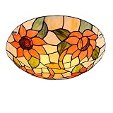 WTTWW Tiffany-Deckenleuchte,LED-Deckenlampe mit Buntglas,Sonnenblumen-Schirmdekoration,Küchenkronleuchter,Pendelleuchte für Schlafzimmer,Wohnzimmer,Flur,Badezimmer,E26-Glühbirne,50 cm