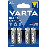 VARTA Batterien AA, 4 Stück, Ultra Lithium, 1,5V, ideal für Digitalkamera, Spielzeug, GPS Geräte, Sport- & Outdoor-Einsätze