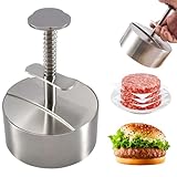 304 Edelstahl Burger Presse, Verstellbarer Hamburger Patty Maker mit 150 Stück Burger-Papier, Robuste Antihaft-Patty-Form für Rindfleisch, Gemüse, Fleisch, BBQ, Partygrill