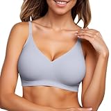 RuFengz still BH ohne bügel, BH Damen Ohne Bügel Push Up Nahtloser Starker Halt Bügellos Bustier Bra Sportbh Bequemer Elegant Bralette BHS Vollständiger Seamless Damen-BHS Sportunterwäsche,Hellgrau,L