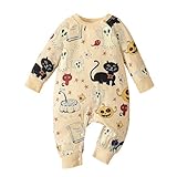 Generisch Neugeborenes Baby, Junge, Mädchen, Halloween-Outfits, Langarm-Overall, Kürbis-Print, Strampler, Einteiler, niedliches Kleinkind, Herbstkleidung (White, 0-3 Months)