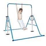 MBUYI Kids Gymnastics Bar with Adjustable Folding Horizontal Bar, Turnen Kinder Indoor Pull Up, Reck Reckanlage Turnreck Home Training Equipment, von 220,5 lbs (Blau)