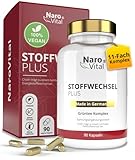 Stoffwechsel Komplex - Hochdosiert mit Grüntee, Grüner Kaffee, Bittermelone, Guarana, Cholin und Ingwer - 90 vegane Stoffwechsel Kapseln - Tabletten Diät Unterstützung I NaroVital Stoffwechsel Plus