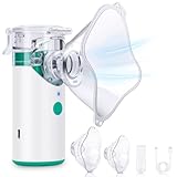 HITHINKMED Inhalationsgerät, Wiederaufladbarer Inhaliergeräte für Erwachsene Inhalator Vernebler Kinder Elektrische Inhalatoren Inhaliergerät Ultraschall Inhalator Zwei Masken und ein Mundstück -Grün