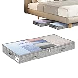 Uozonit Unterbettkommode – mit transparentem Fenster | Unterbett-Reißverschluss-Decken-Aufbewahrungsbehälter-Taschen | für Steppdecken, Bettwäsche, Schmusetücher, Schuhe, Schlafzimmer, Schrank