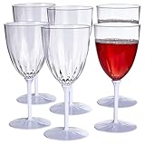 Weingläser aus Kunststoff, Vintage-Stil, Weiß, 6 Stück, wiederverwendbar, perfekt für Hochzeiten, Partys und besondere Feiern