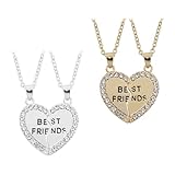 TYFGRT 2 Paar Freundschaftsketten, Diamantketten Aus Gold Und Silber, Halsketten Für Die Beste Freundin, Halskettenschmuck Für Mädchen, Dekorationen Für Freundschaftsketten