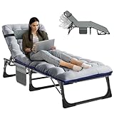 Klappbett Gästebett Klappbar 190x68cm, ZIKEBTUY Feldbett Camping Bett Tragfähigkeit 200KG Reisebett Erwachsene 1200D Oxford-Gewebe mit Auflage, Seitentasche, Kopfstütze Verstellbare Rückenlehne