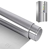 Klebefolie Edelstahl Gebürstet Deko, Spiegelfolie Selbstklebend Klebefolie Küche, Tapete Silber Metallfolie für Küche Kühlschrank Geschirrspüler Küchenklebefolien(40 * 500cm)