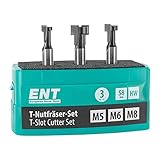 ENT 09003 3-tlg. HW T-Nutfräser-Set optimiert für M5 M6 und M8 Sechskantschrauben, HW, Schaft (S) 8 mm