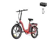 Fafrees F20+ 2025 Elektro-Faltrad 20 Zoll Fatbike, 36V/20AH Akku, 250W Motor, 140kg Tragekapazität | E-MTB 20°, 25km/h | Unisex Fahrrad (Hecktasche + Pumpe, Rot)