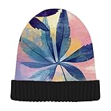 Aesthetic Leaf Minimalist Style Ski Hat Unisex Warm Beanie Thick Folding Beanie Hat