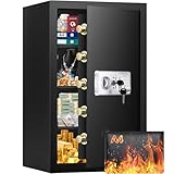 Mejasg 100L Extra Großer Safe Tresor Feuerfest mit Feuerfeste Dokumententasche&3 Herausnehmbares Regal, Robuster Möbeltresor mit Alarmanlage, Schranktresor für Zuhause Bargeld Medikamente A4 Dokumente
