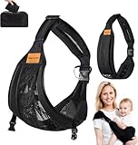 KAIYAYA Babytrage Seitlich,Schwarz Tragetuch baby Neugeboren Verstellbare,Babytragetuch,Hüfttrage für Kleinkinder,Baby Ergonomische,von 0 bis 36 Monaten,Kleinkinder bis 25kg